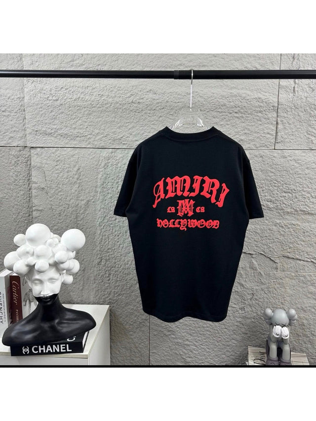 Remera Amiri negra con monograma rojo