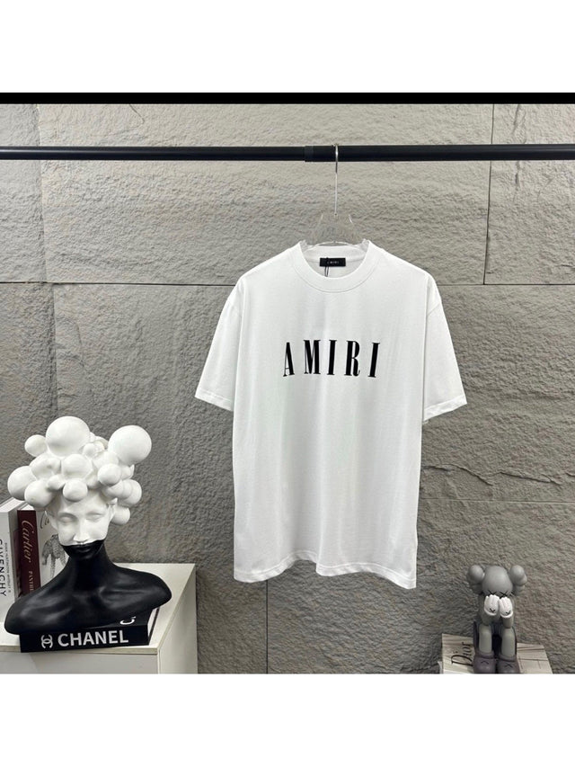 Remera Amiri blanca lisa y logo negro