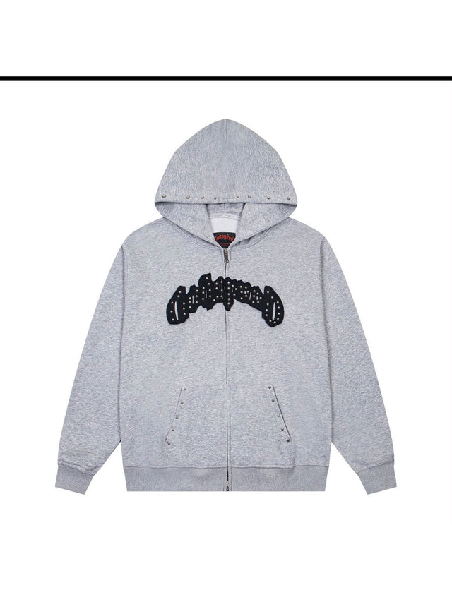 Campera Goodspeed con cierre gris logo negro