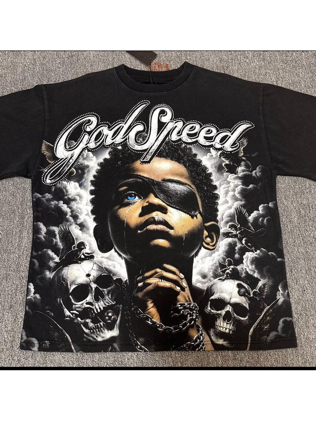 Remera Goodspeed querub�n y calaveras negra