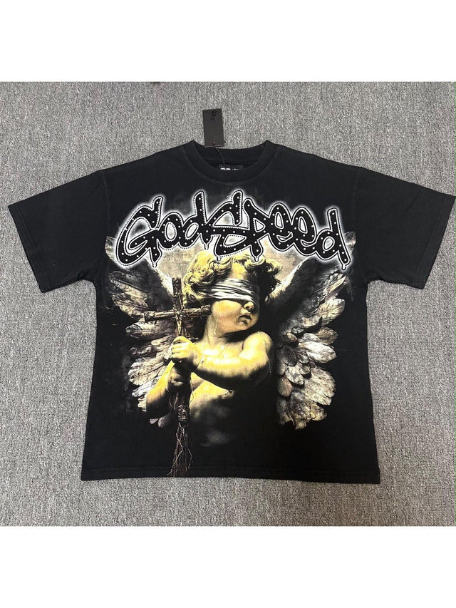 Remera Goodspeed �ngel en fondo oscuro negra