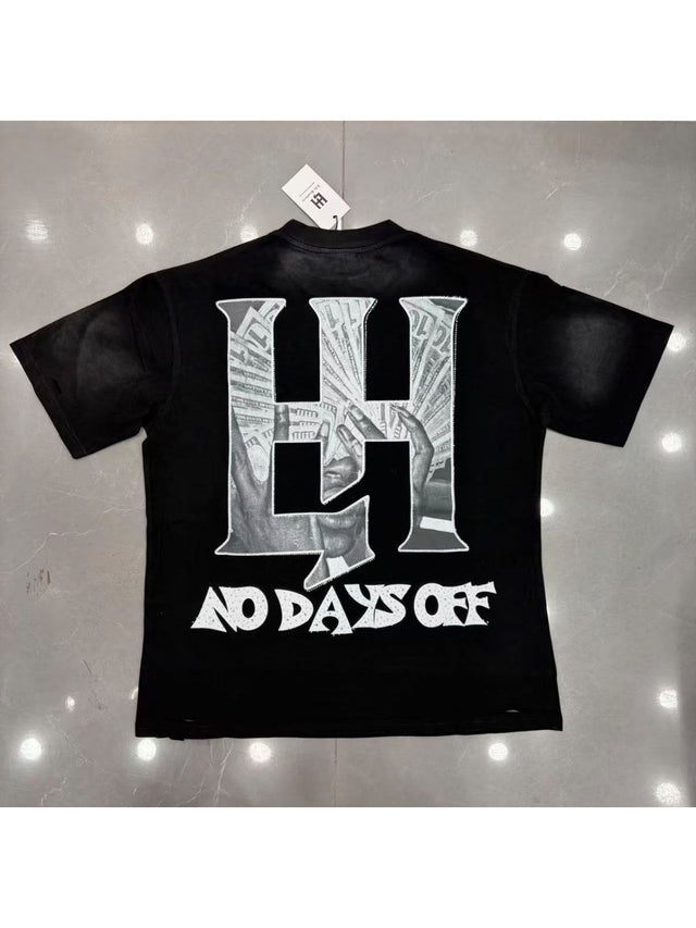 Remera Life Hustle logo plateado negra