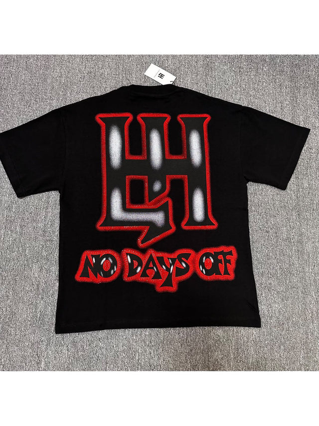 Remera Life Hustle ilustraci�n roja negra