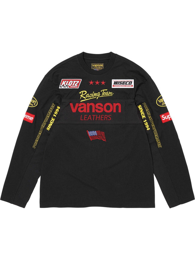 Remera manga larga negra con parches de carreras � Supreme | Supreme