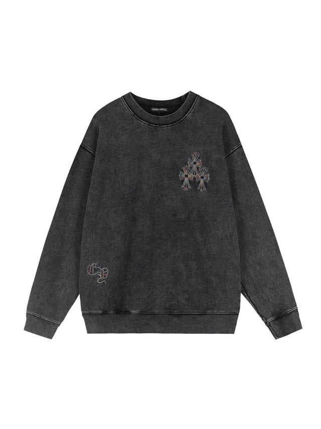 Buzo negro lavado con estampado de cruces | Chrome Hearts