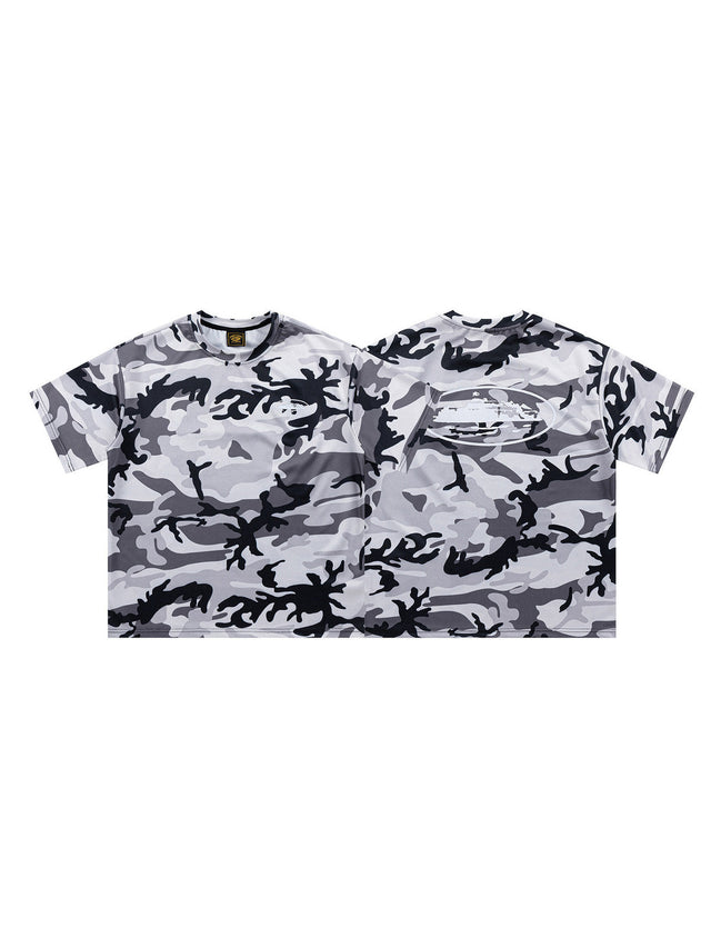 Remera camuflada gris claro con emblema blanco | Corteiz
