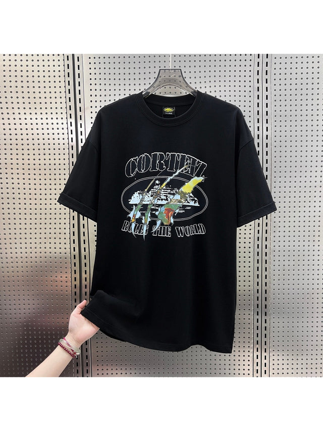 Remera negra con gr�fico de globo | Corteiz