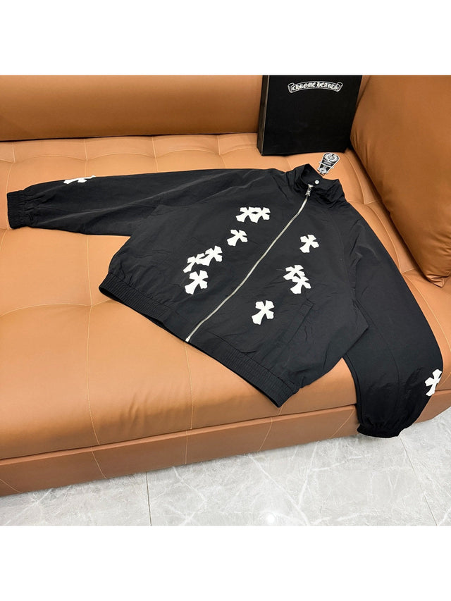 Campera negra con cierre y cruces blancas | Chrome Hearts