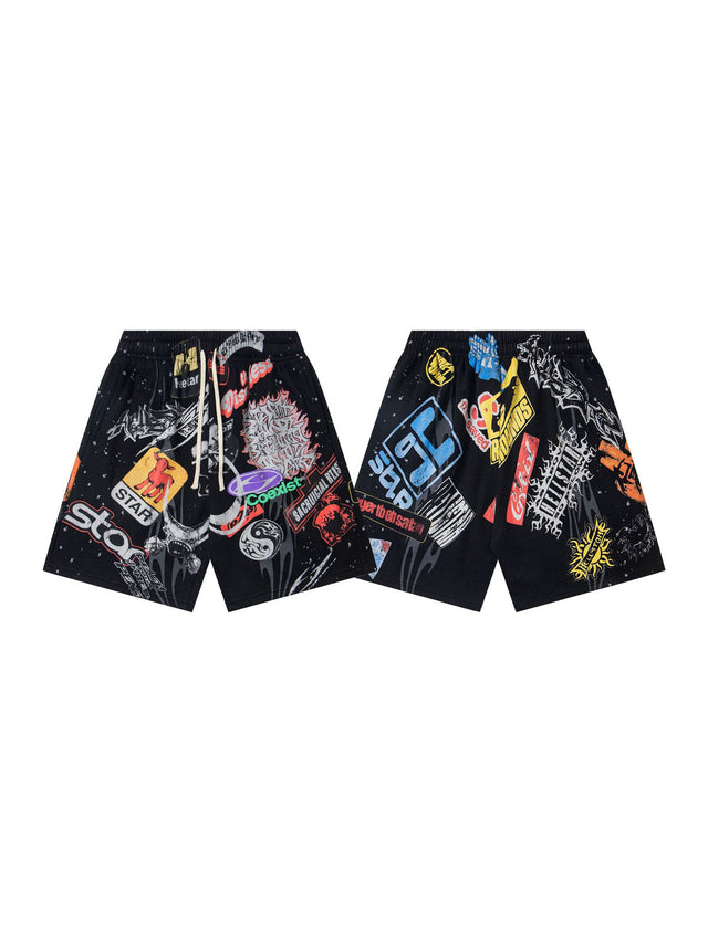Short Hellstar negro con estampado multicolor | Hellstar