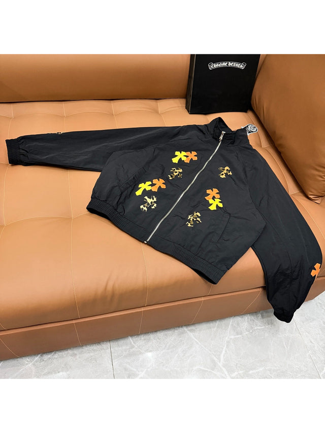 Campera negra con cierre y cruces amarillas | Chrome Hearts