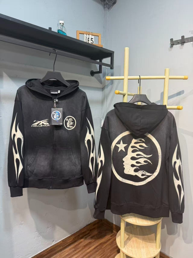 Buzo Hellstar negro con llamas claras — Hellstar