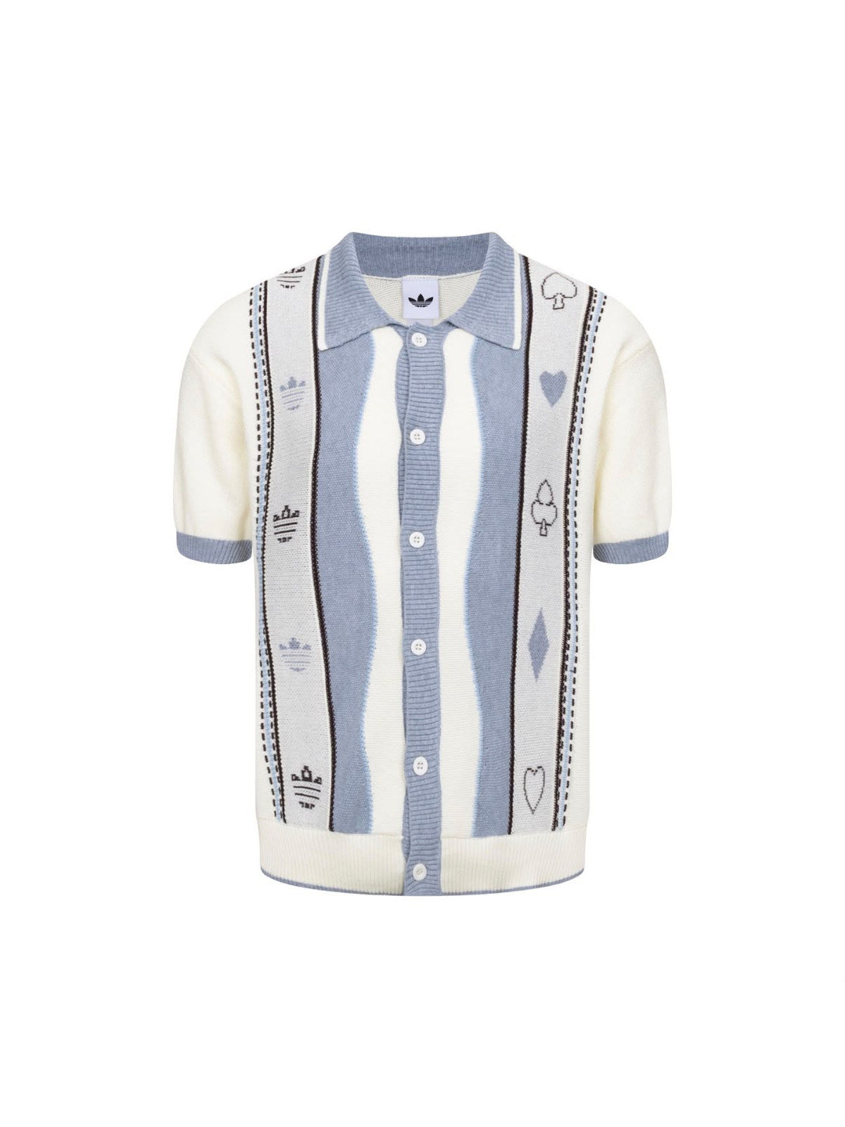 Remera deportiva Adidas crema con rayas celestes
