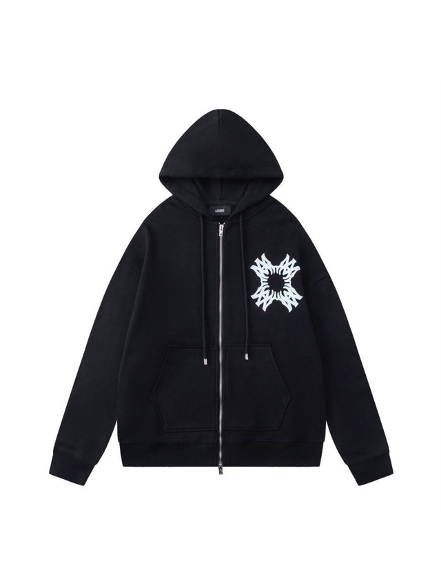 Campera Amiri negra con gr�fico blanco geom�trico