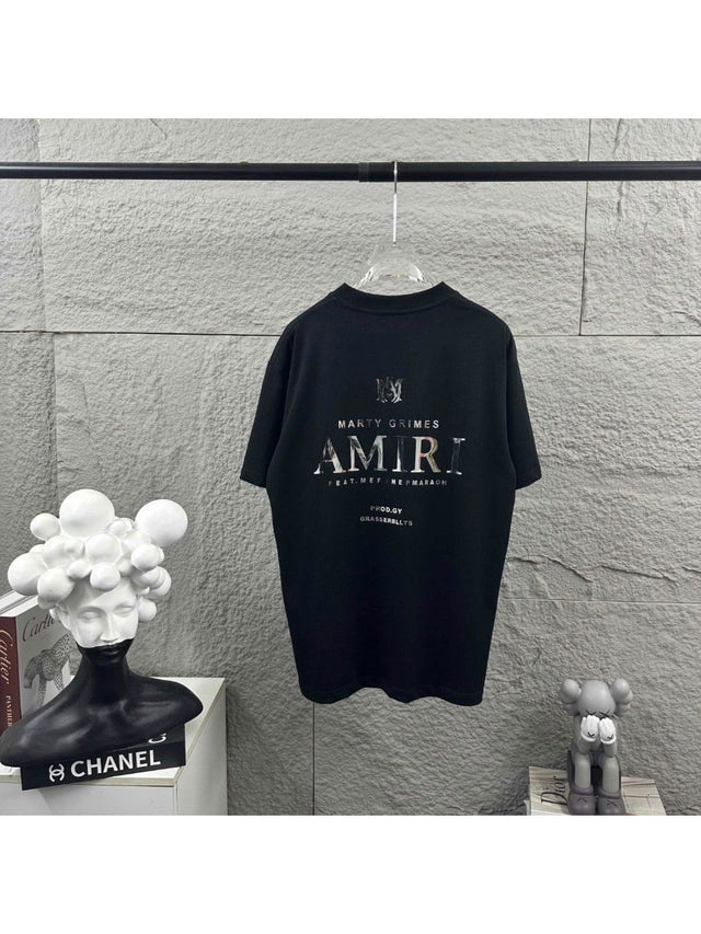 Remera Amiri negra con monograma blanco