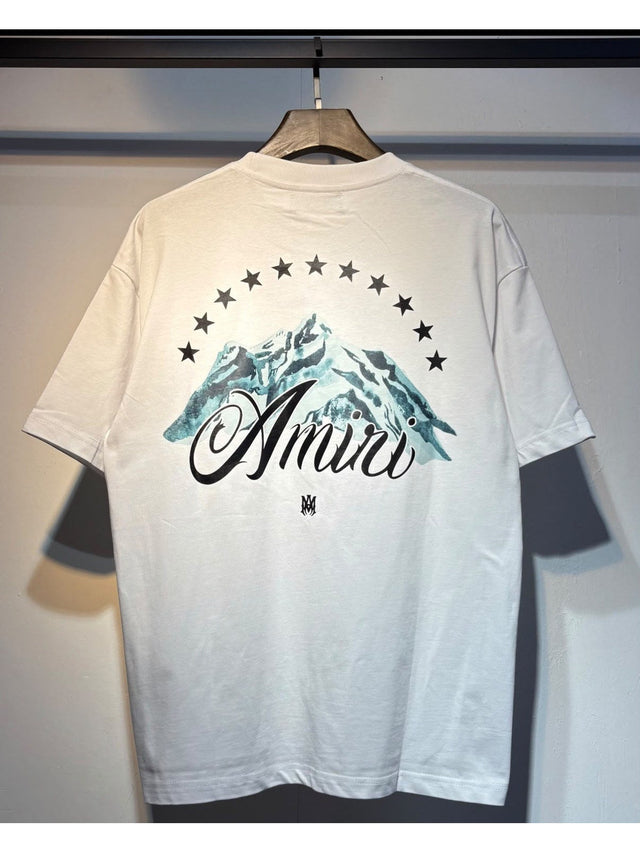 Remera Amiri blanca con gr�fico de monta�a