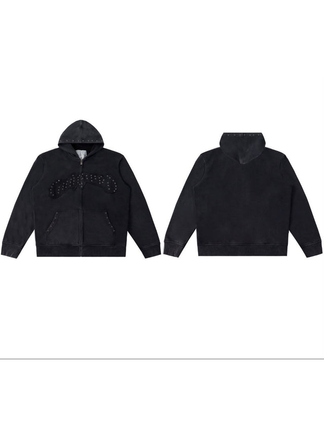 Campera Goodspeed con cierre negra logo oscuro