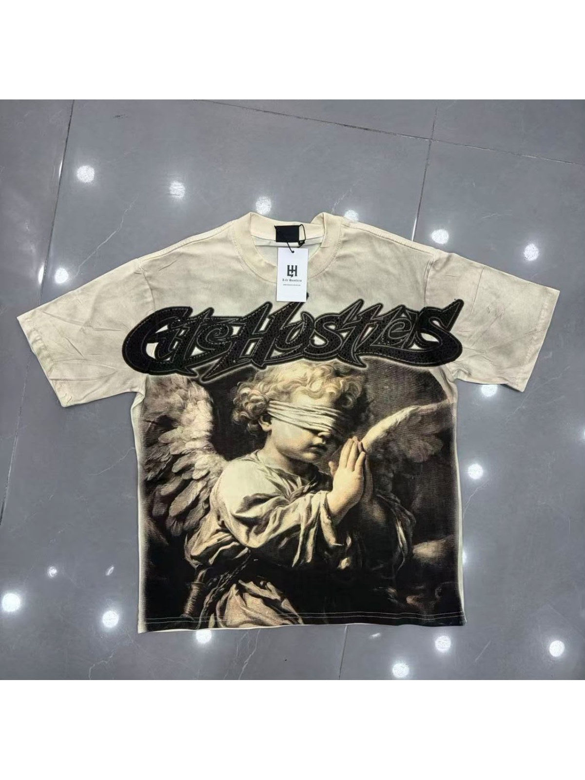 Remera Life Hustle �ngel beige