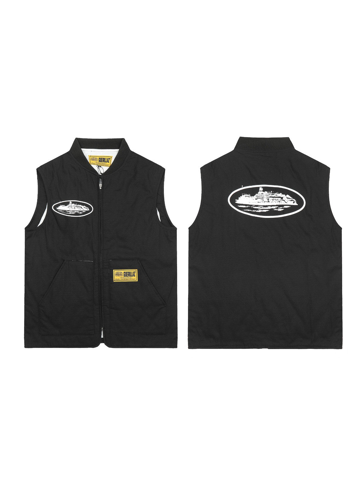 Chaleco negro con emblema blanco | Corteiz