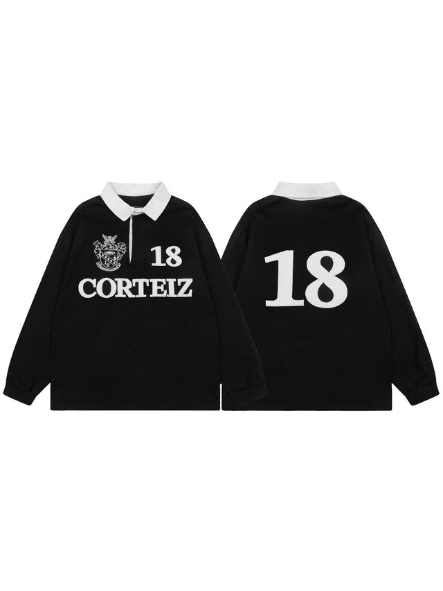 Remera manga larga negra n�mero 18 | Corteiz
