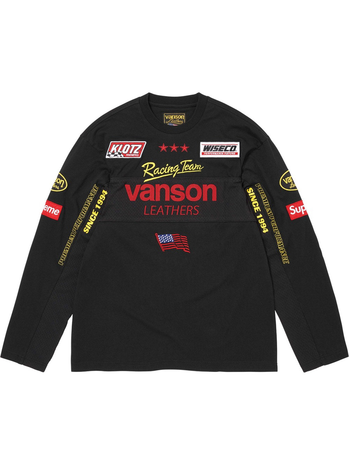 Remera manga larga negra con parches de carreras � Supreme | Supreme