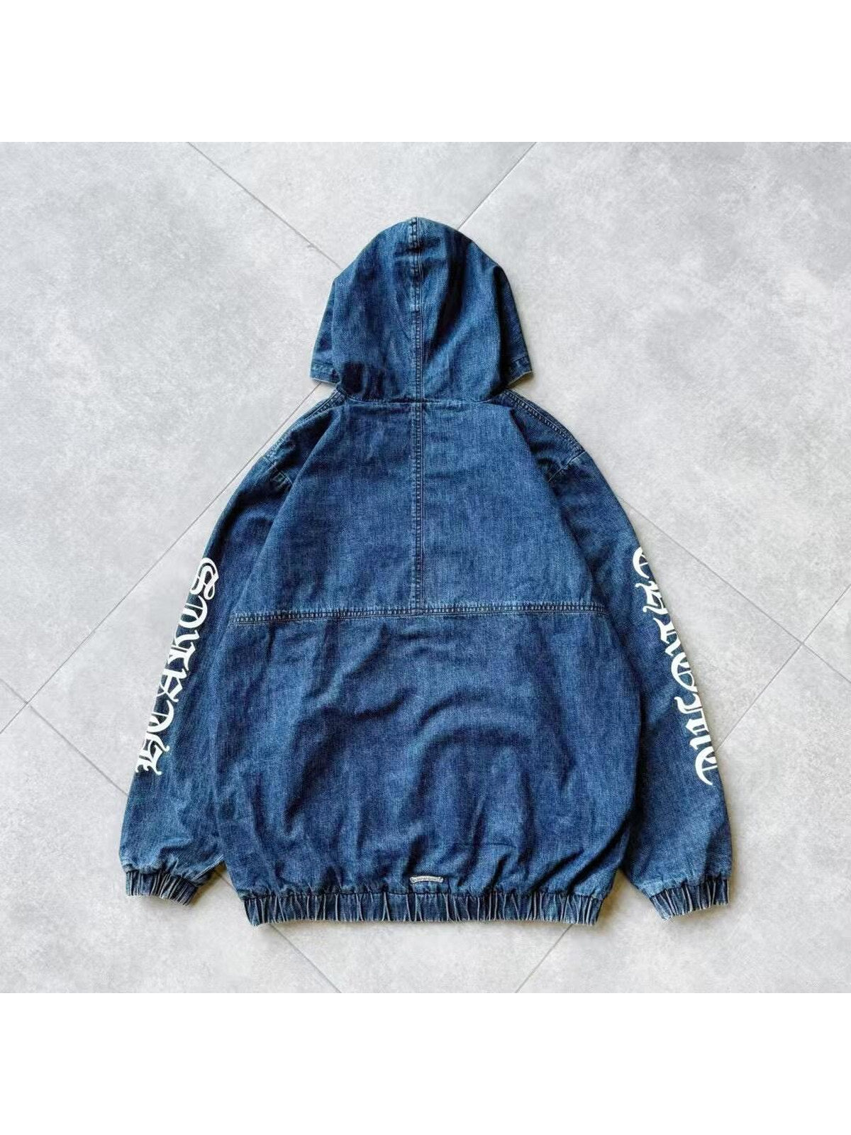 Buzo azul con capucha y medio cierre | Chrome Hearts