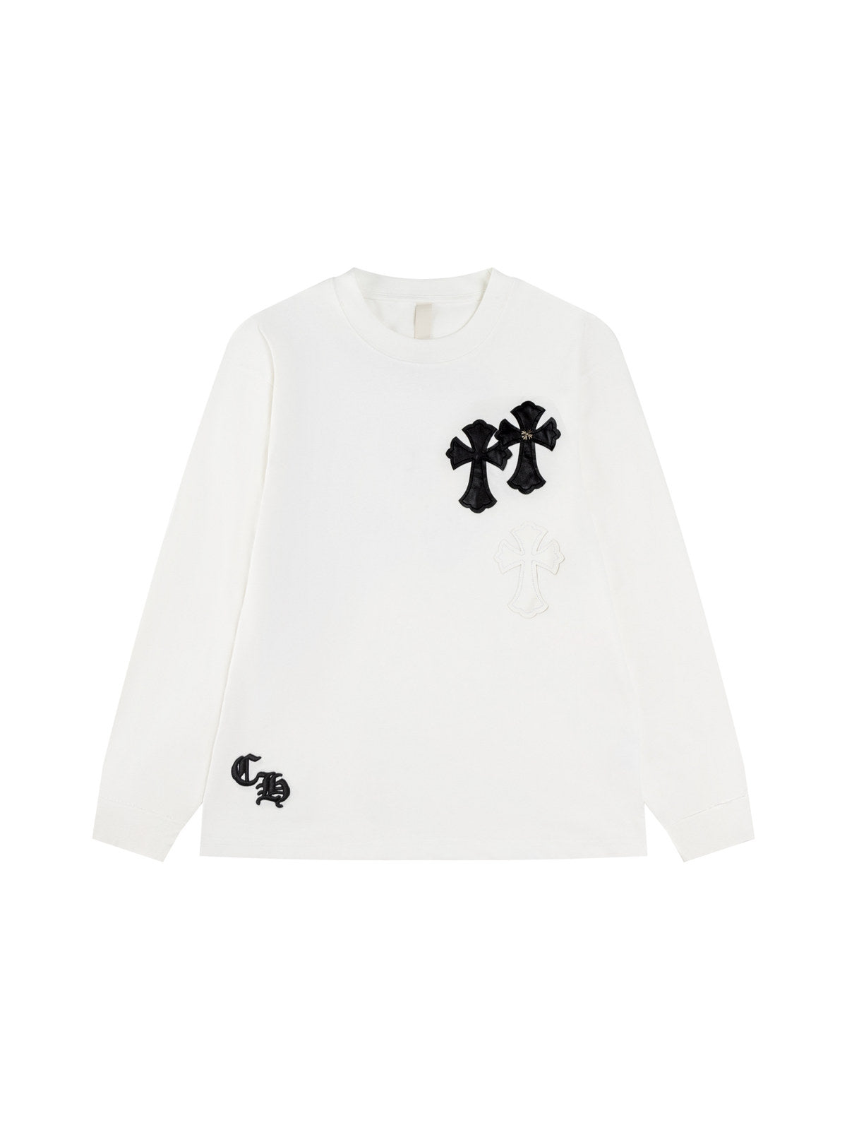 Remera manga larga blanca con cruces negras | Chrome Hearts