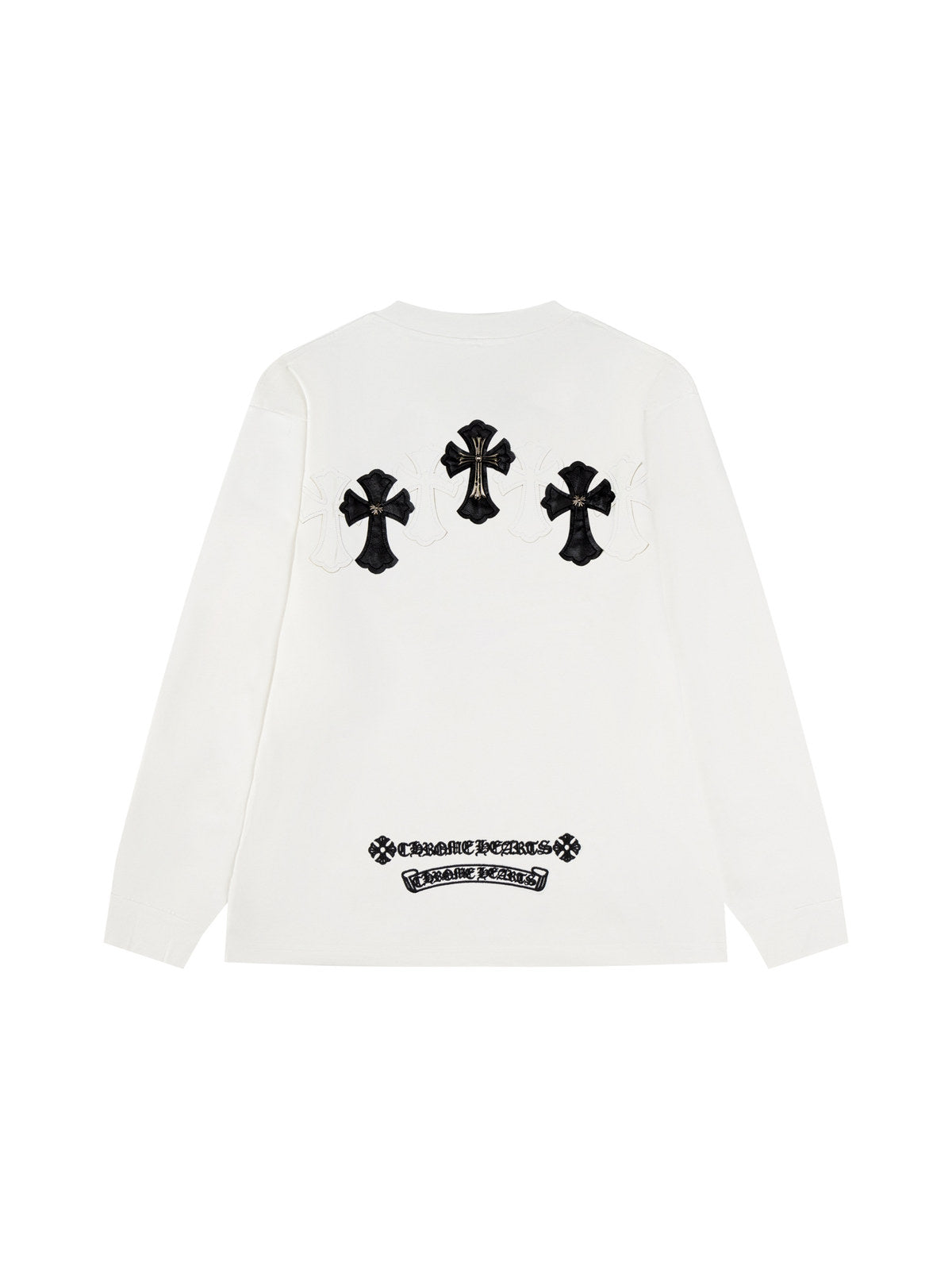 Remera manga larga blanca con cruces negras | Chrome Hearts