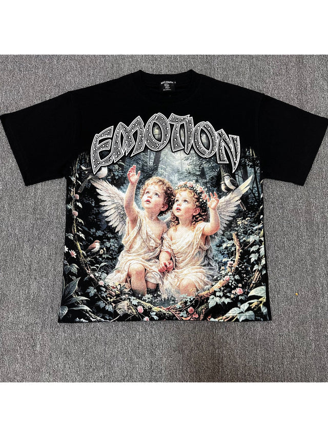 Remera negra con �ngeles y flores � Mixed Emotion | Mixed Emotion