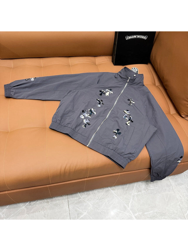 Campera gris con cierre y cruces | Chrome Hearts