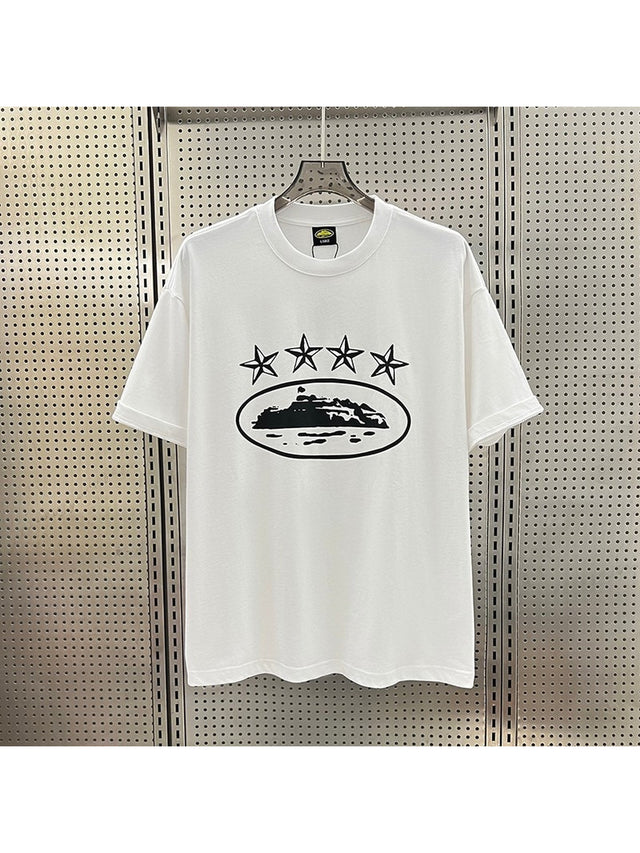 Remera blanca con emblema y estrellas | Corteiz