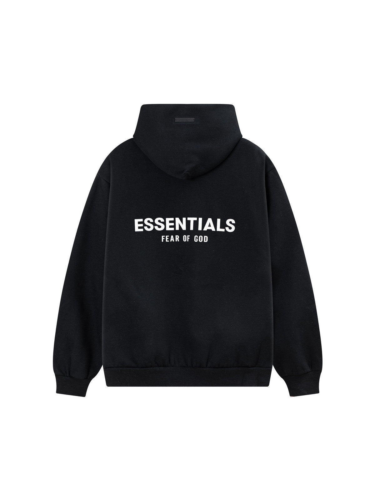 Buzo Essentials negro con capucha y logo blanco | Essentials