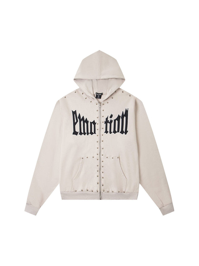 Campera crema con cierre y letras g�ticas � Mixed Emotion | Mixed Emotion