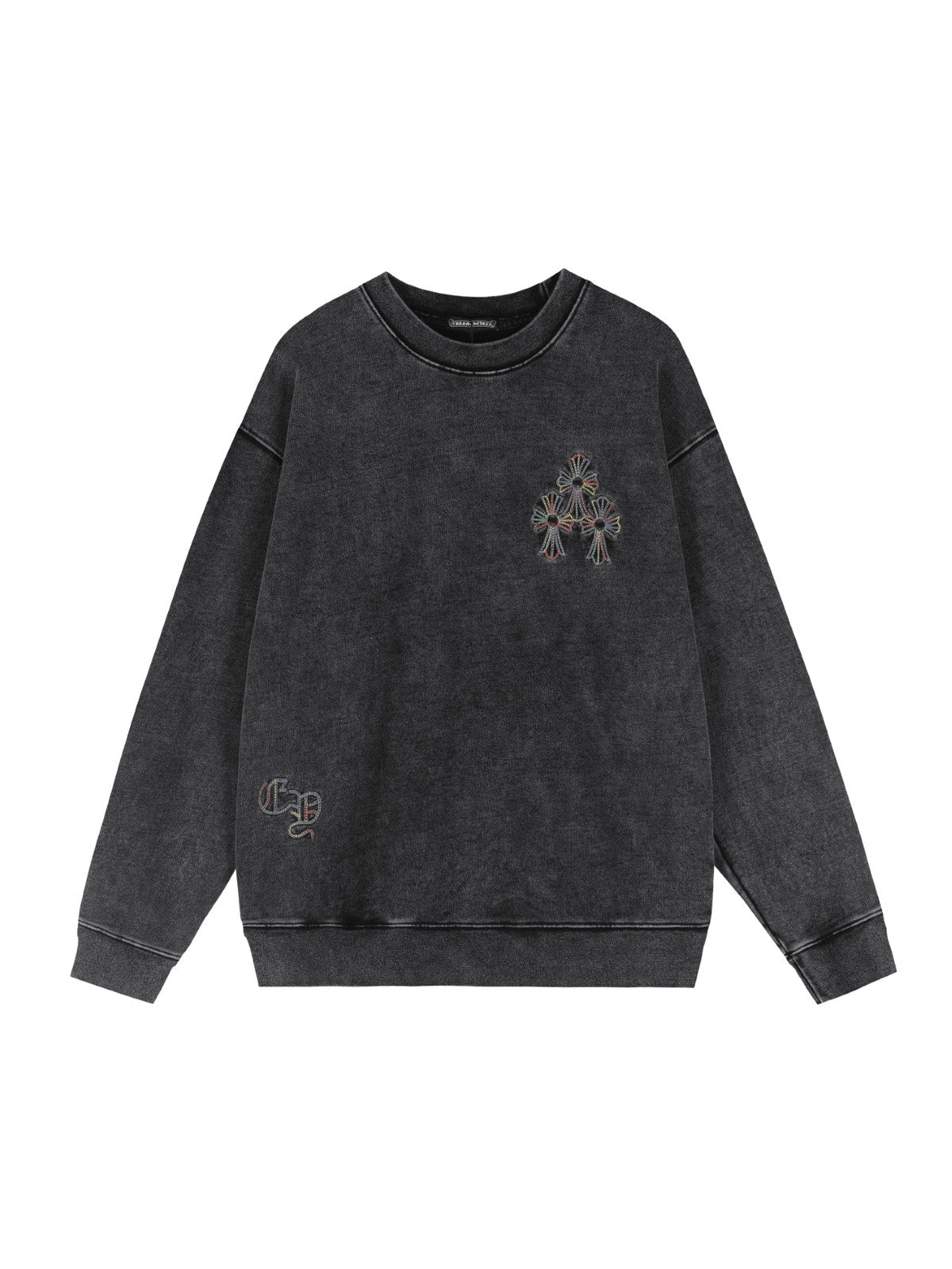 Buzo negro lavado con estampado de cruces | Chrome Hearts
