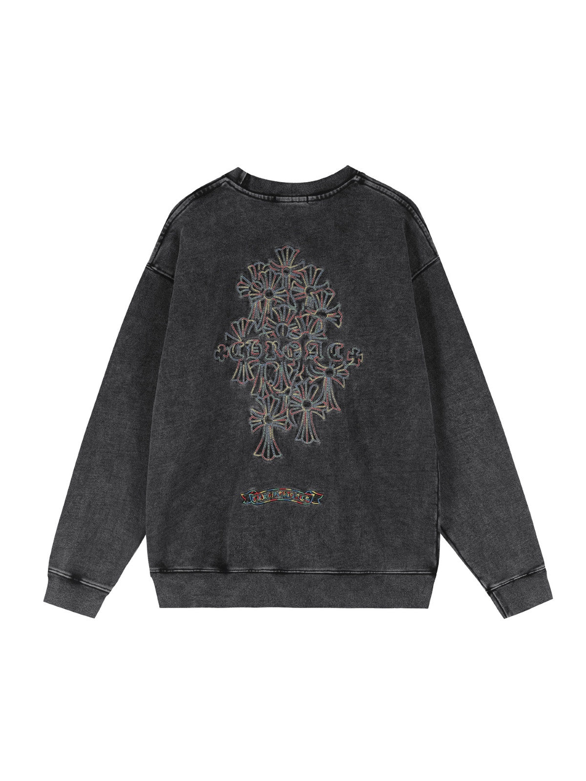Buzo negro lavado con estampado de cruces | Chrome Hearts