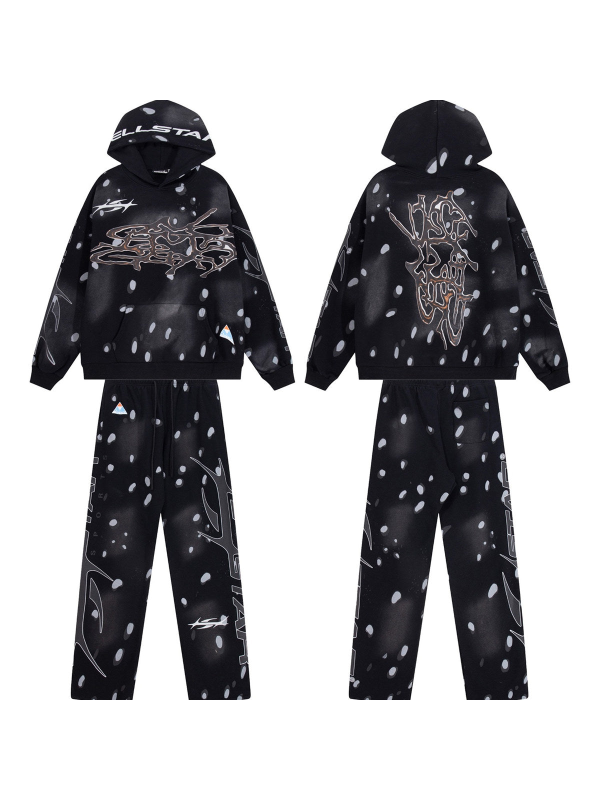 Conjunto Hellstar negro con estampado gris | Hellstar