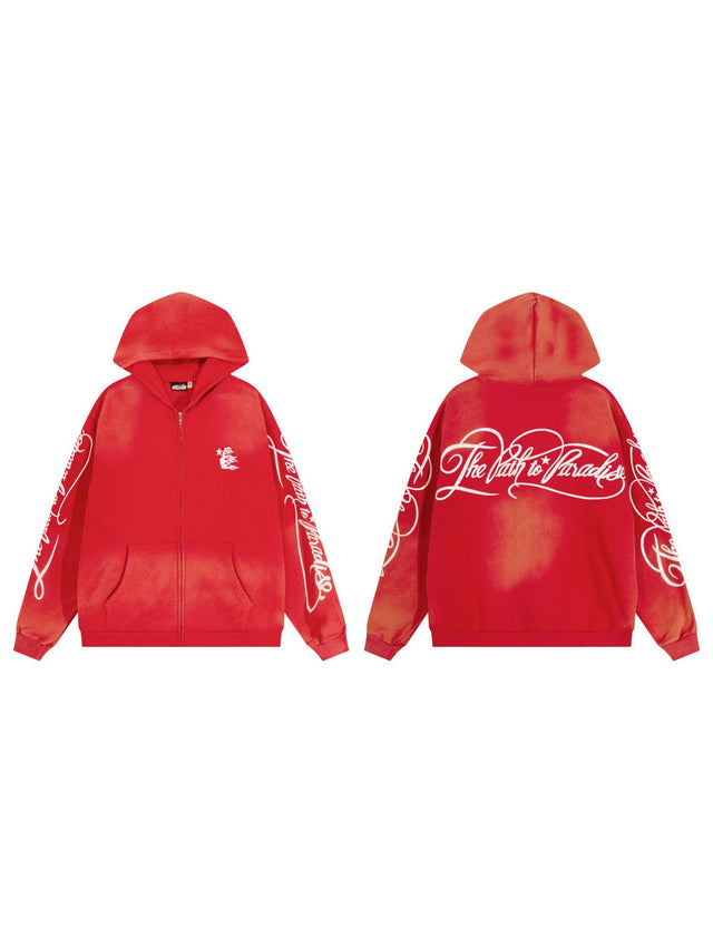 Campera Hellstar rojo con cierre y letras blancas | Hellstar