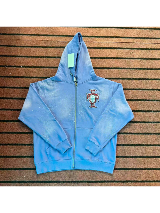 Campera celeste con cierre y escudo � Valley | Valley