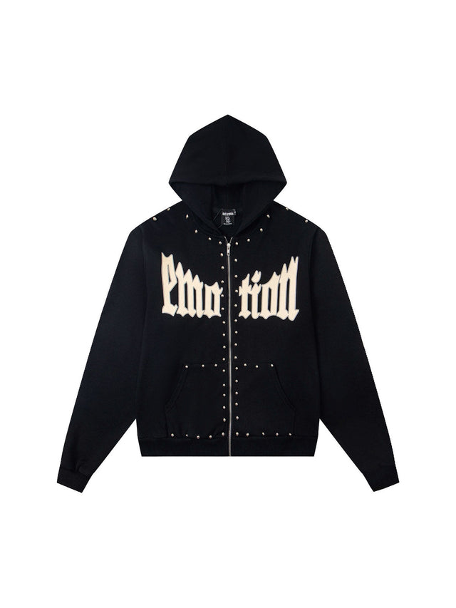 Campera negra con cierre y letras g�ticas � Mixed Emotion | Mixed Emotion