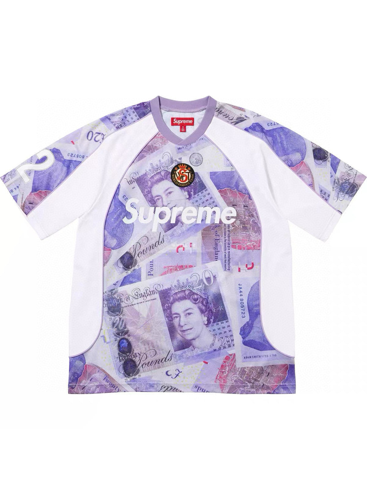 Remera deportiva violeta con billetes � Supreme | Supreme