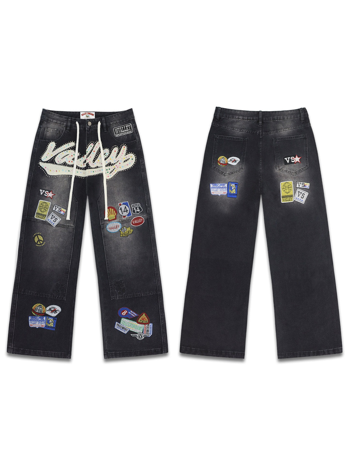 Pantal�n negro con parches y logo � Valley | Valley