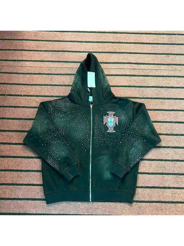Campera Portugal verde con cierre y escudo | Valley