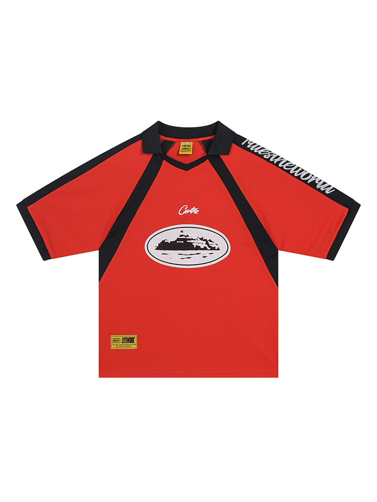 Remera deportiva roja con paneles negros | Corteiz