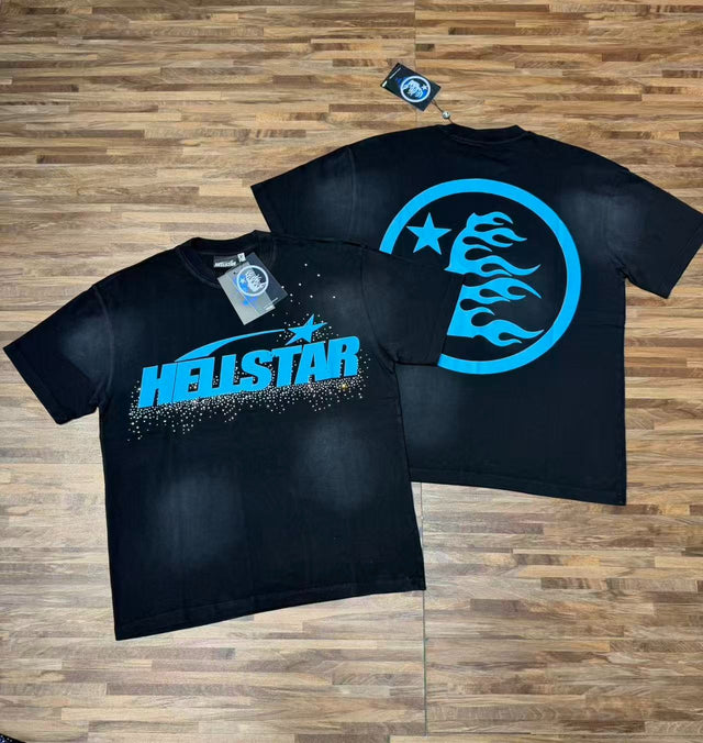 Remera Hellstar negra con logo azul — Hellstar